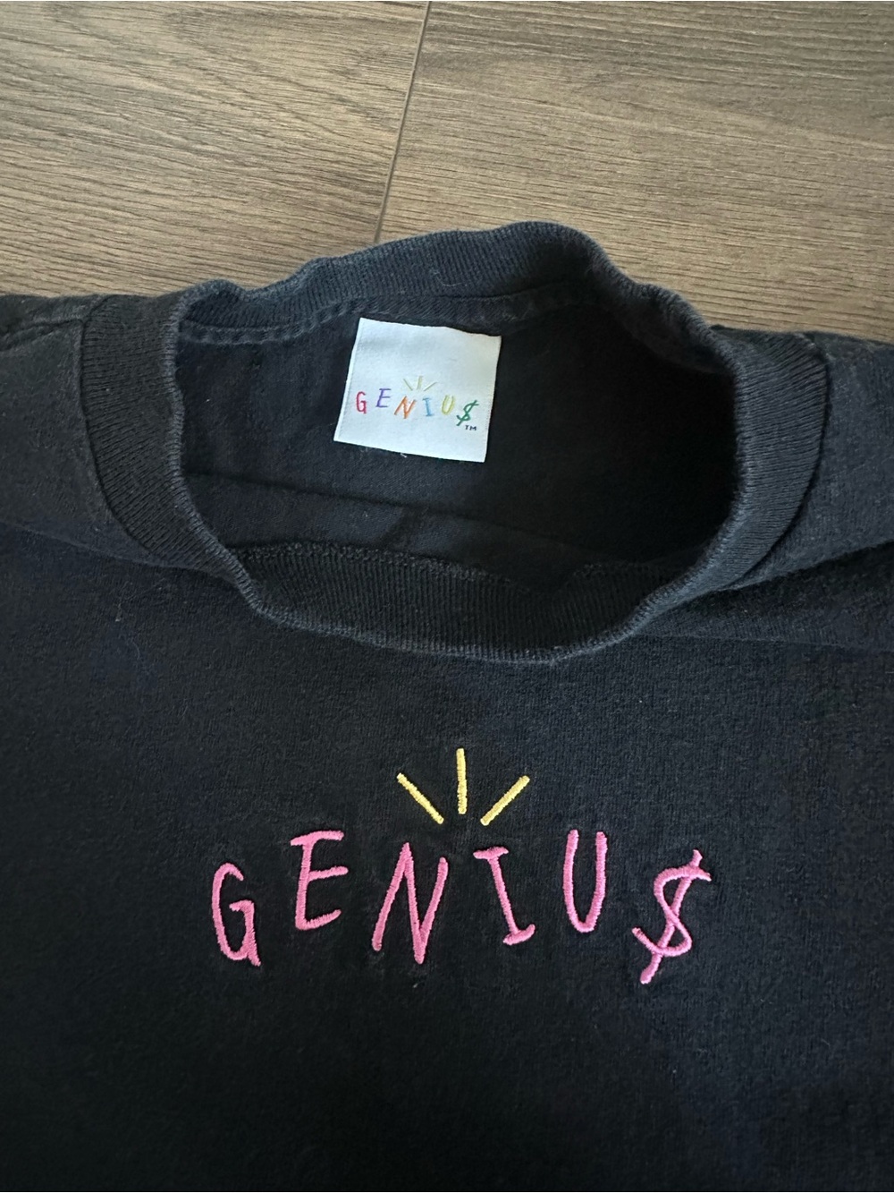 Embroidered Black Long Sleeve Tee